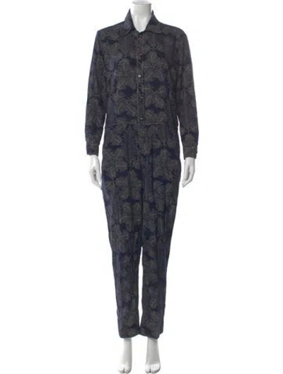 Pre-owned A.p.c. Printed Jumpsuit In Blue