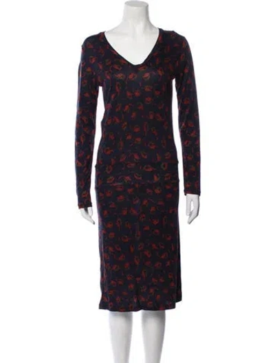 Pre-owned Apc Printed Midi Length Dress In Blue