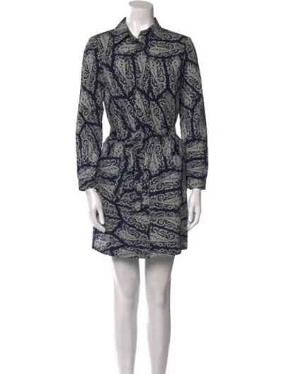Pre-owned A.p.c. Printed Mini Dress In Blue