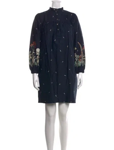 Pre-owned A.p.c. Printed Mini Dress In Blue