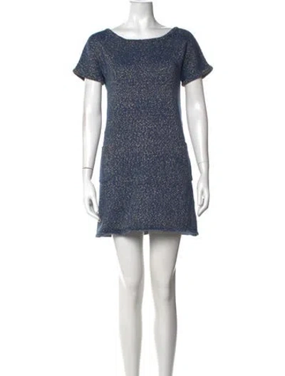 Pre-owned A.p.c. Printed Mini Dress In Blue