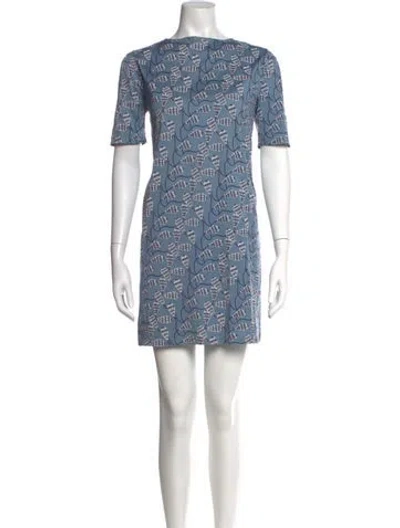 Pre-owned A.p.c. Printed Mini Dress In Blue