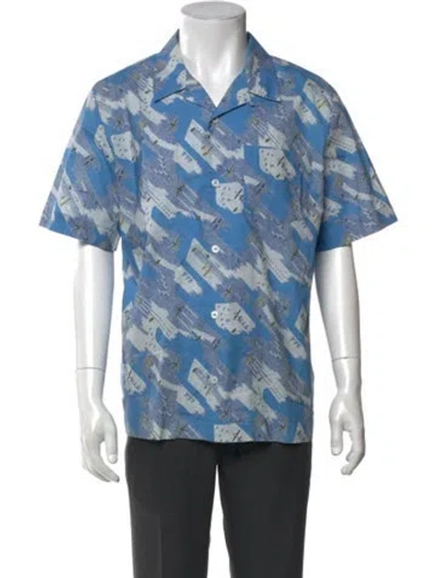 Pre-owned A.p.c. Printed Short Sleeve Shirt In Blue