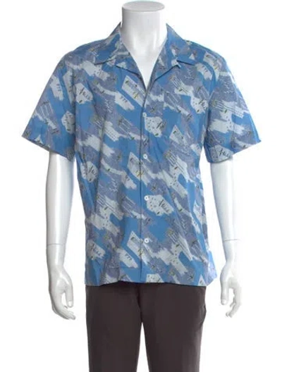 Pre-owned A.p.c. Printed Short Sleeve Shirt In Blue