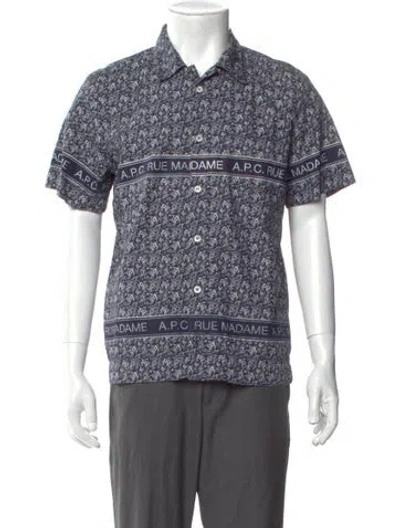 Pre-owned A.p.c. Printed Short Sleeve Shirt In Blue