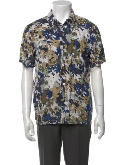 Pre-owned A.p.c. Printed Short Sleeve Shirt In Blue