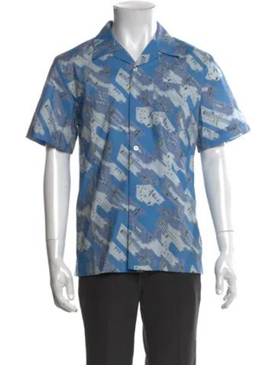 Pre-owned A.p.c. Printed Short Sleeve Shirt In Blue