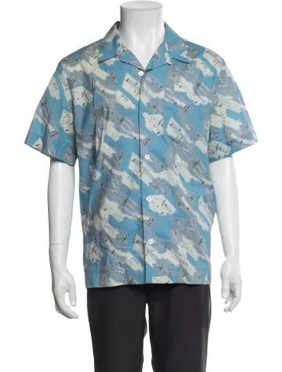Pre-owned A.p.c. Printed Short Sleeve Shirt In Blue