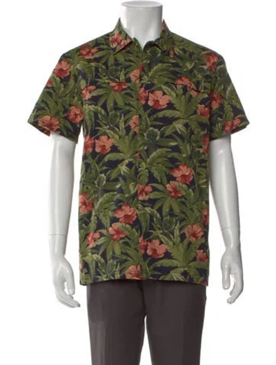 Pre-owned A.p.c. Printed Short Sleeve Shirt In Green