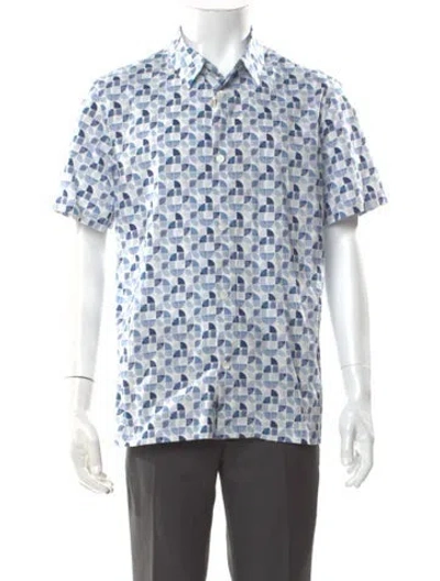 Pre-owned A.p.c. Printed Short Sleeve Shirt W/ Tags In Blue