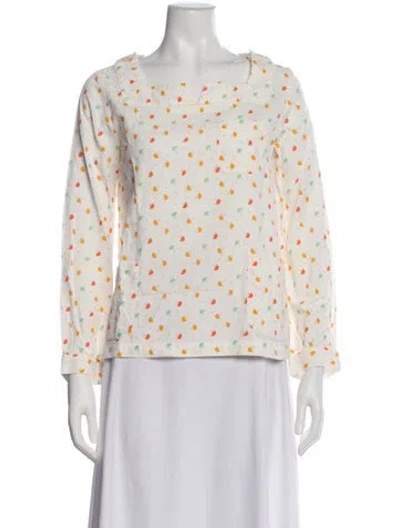 Pre-owned Apc Printed Square Neckline Blouse In Multi