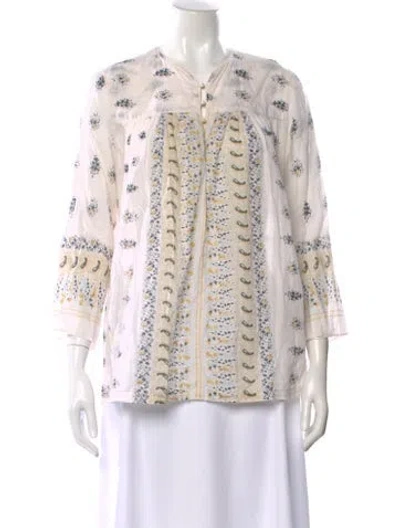 Pre-owned A.p.c. Printed Three-quarter Sleeve Top In Neutral
