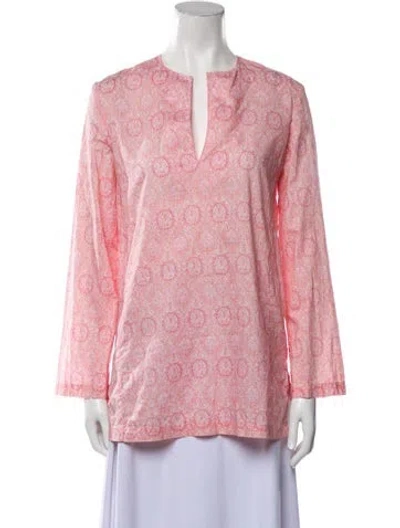 Pre-owned Apc Printed V-neck Tunic In Red