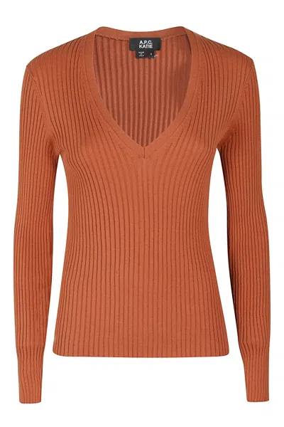 Apc Camille Chunky-ribbed Jumper In Gaf Terracotta