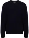 Apc Merino Wool Jumper With Tone-on-tone Embroidery In Blue