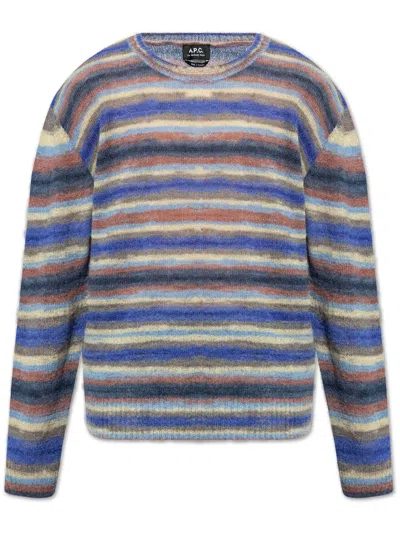 Apc A.p.c. Crewneck Striped Knitted Jumper In Multicolor