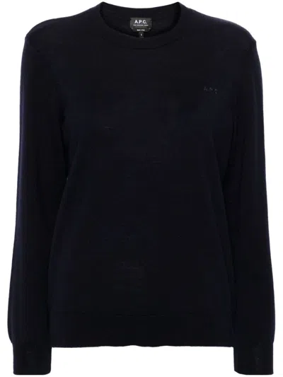 Apc A.p.c. Pullover With Logo In Blue