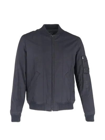Pre-owned Apc Quilted Bomber Jacket In Blue