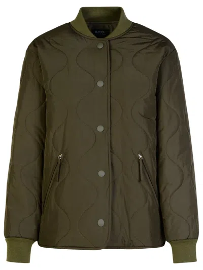 Apc A.p.c. Quilted Buttoned Jacket In Green