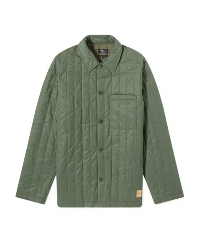 Apc Quilted Lapel Casual Jacket In Green