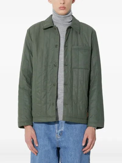 Apc Quilted Panelled Jacket In Gray