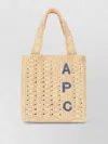 A.p.c. Rectangular Raffia Tote Bag With Contrasting Logo In Brown