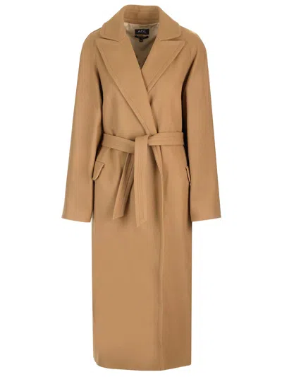 Apc Raglan Shoulders Midi Coat In Cab Camel