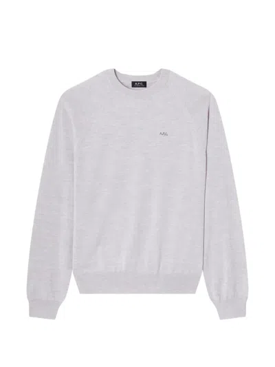 A.p.c. Raglan-sleeve Logo-embroidered Sweater In Gray