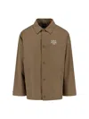 A.p.c. Snap Button Cotton-blend Classic Jacket In Brown