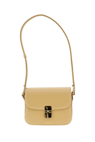 A.p.c. Rectangular Beige Shoulder Bag With Adjustable Strap In Brown
