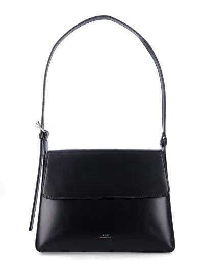 A.p.c. Rectangular Black Handbag With Flap Closure