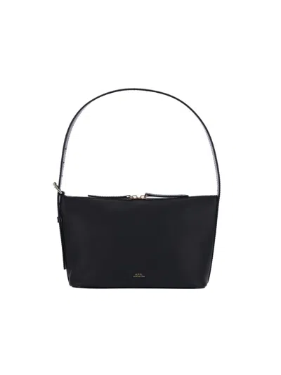 Apc Rectangular Black Leather Shoulder Bag