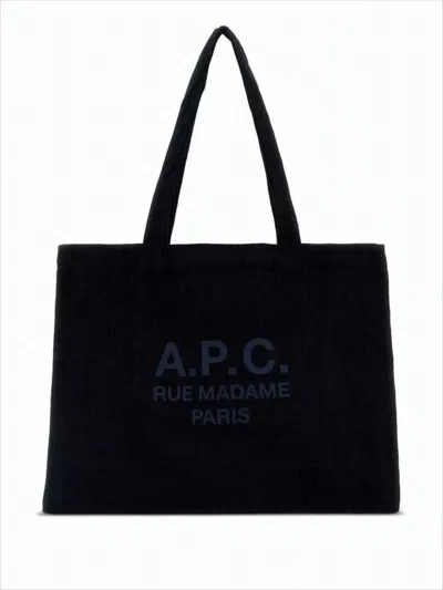Apc Rectangular Black Shoulder Bag With Design In White