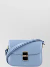 Apc Grace Small Light Blue Shoulder Bag With Flap And Adjustable Shoulder Strap In Leather Woman In Blue