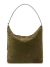 A.p.c. Rectangular Suede Handbag With Top Handle In Green