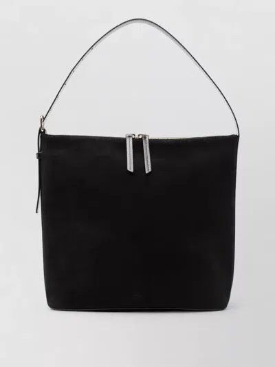 A.p.c. Rectangular Suede Shoulder Bag Strap In Black