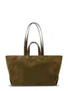 A.p.c. Rectangular Suede Tote Bag With Dual Straps In Green