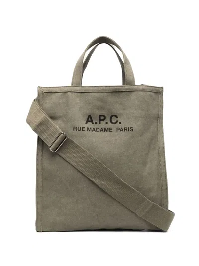 A.p.c. Cabas Recuperation Cotton Canvas Bag In Green