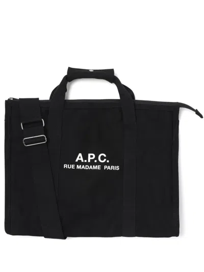 Apc Black Gym Bag With Contrasting Logo Print