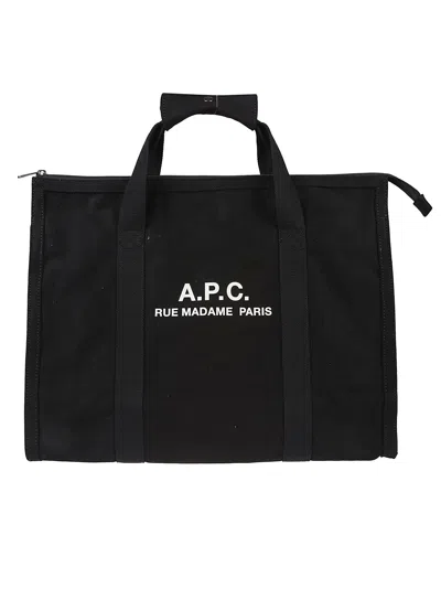 Apc Black Gym Bag With Contrasting Logo Print