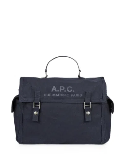 A.p.c. Récupération Logo-print Messenger Bag In Blue