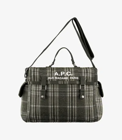 Apc Plaid Shoulder Bag In Black