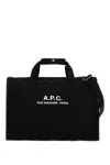 Apc Black Gym Bag With Contrasting Logo Print In Black