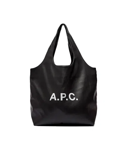 Apc Recycled Leather-effect Tote Bag In Black