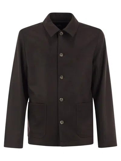 A.p.c. Recycled Wool-blend Jacket With Buttons In Brown
