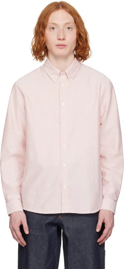 Apc Red & White Greg Shirt In Gaa Red