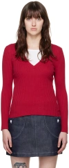 Apc Red Katie Holmes Edition Camille Sweater In Fag Framboise