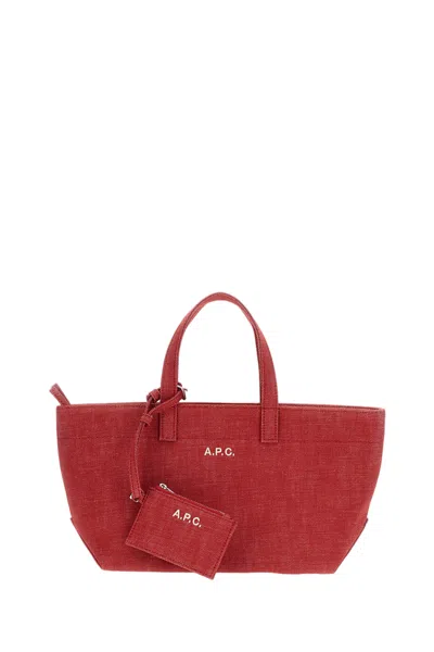A.p.c. Small Le Drummer Toile Shopping Bag In Red
