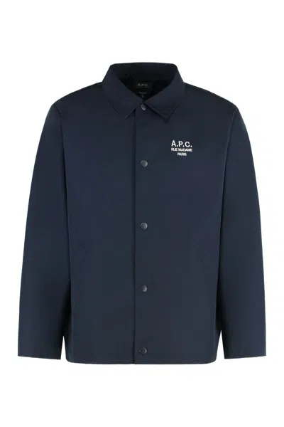 APC A.P.C. 'REGIS' NAVY POLYESTER BLEND SHIRT
