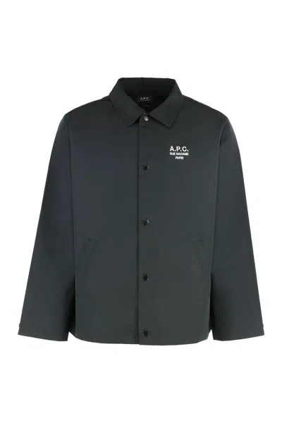 Apc Regis Cotton Blend Overshirt In Black